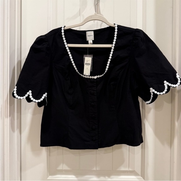 Maeve Scoop-Neck Lace-Trim Blouse - Picture 4 of 8